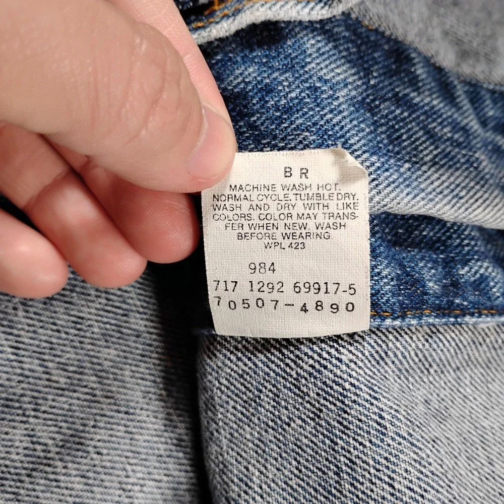 Vintage Levis 70507-4890 Mens Large Denim Trucker Jacket Blue Made in USA 90s - Picture 4 of 14